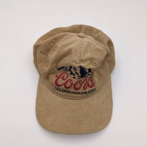 Coors Banquet Hat Corduroy Snapback Cap Beige Tan Embroidered Mountain Beer